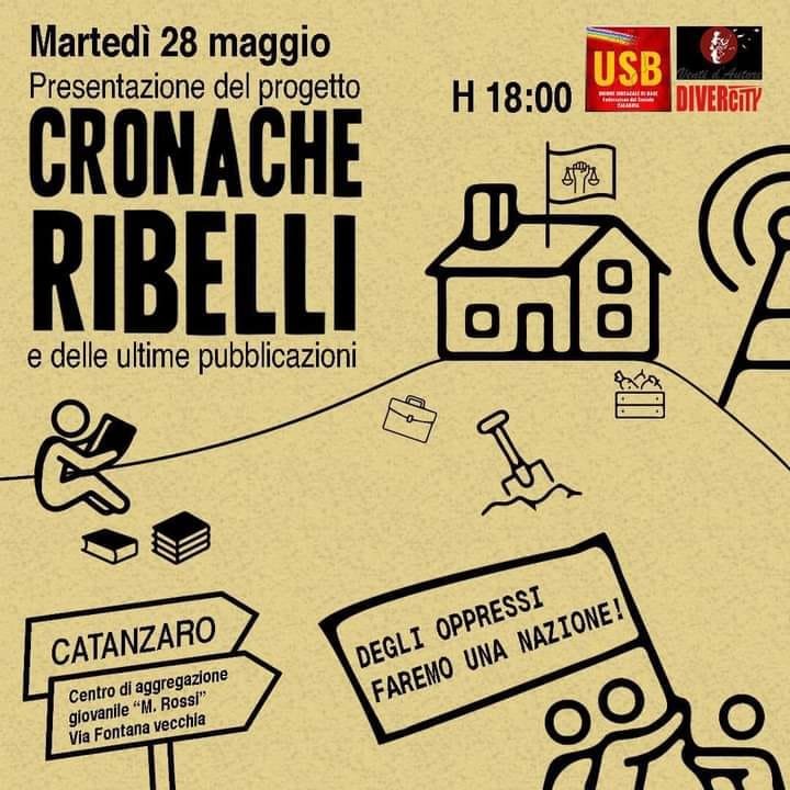 Cronache Ribelli, un progetto editoriale nato dal basso che mira a svecchiare la divulgazione storica e che mette al centro le vicende delle classi popolari e delle sue innumerevoli rivolte o momenti di protagonismo - attraverso il recupero di tante vicende all'apparenza minori, ma affrontate con r…